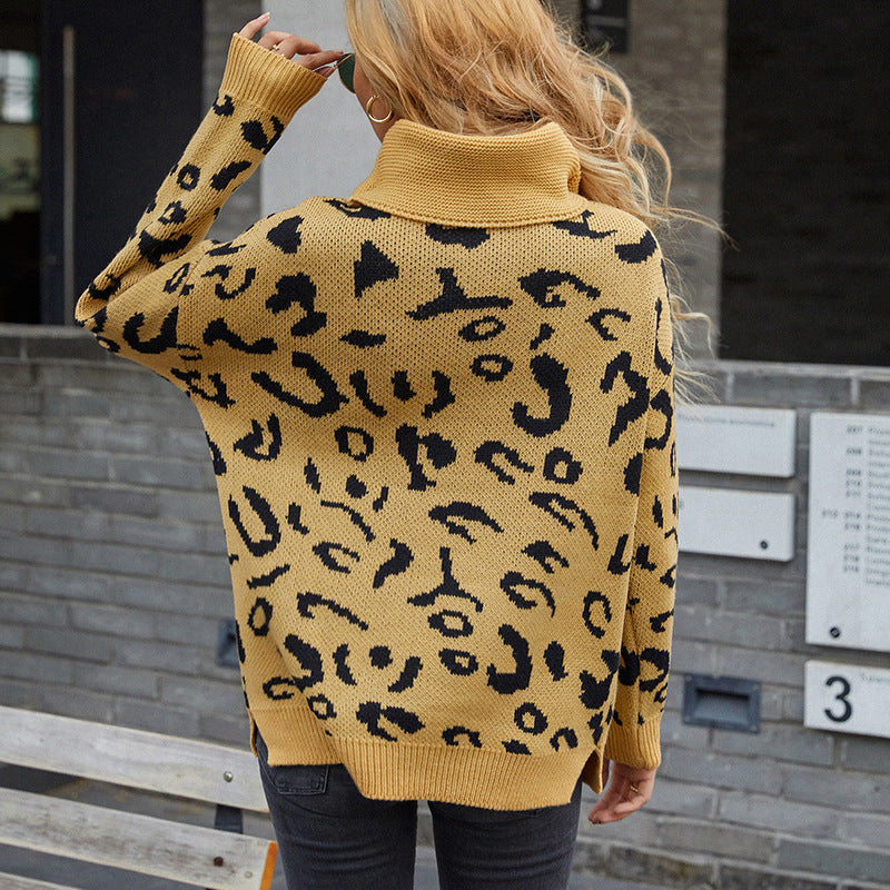 Damen gemütlicher Oversized-Pullover mit trendigem Leopardenmuster R&B