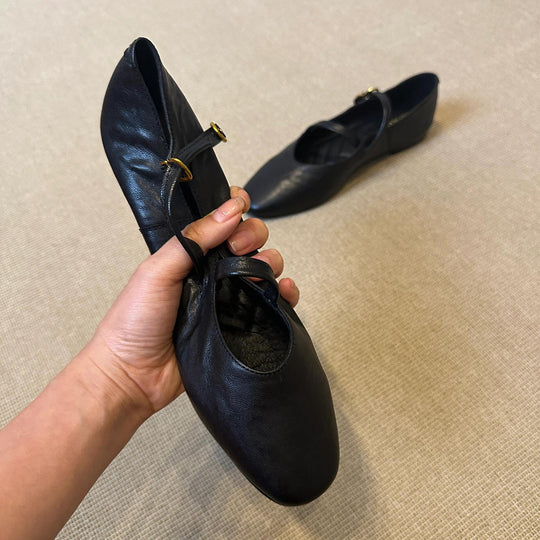 Damen Ballerina-Schuhe mit verstellbarem Riemchen und bequemem Fußbett R&B