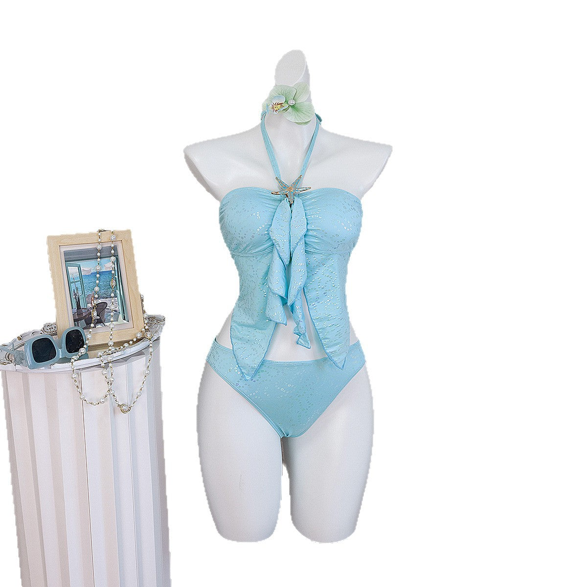 Damen Bandeau-Bikini mit Rüschen R&B