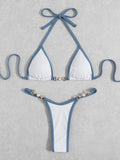 Damen Triangel-Bikini mit modischen Schnallen und raffinierten Trägern R&B