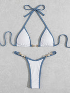 Damen Triangel-Bikini mit modischen Schnallen und raffinierten Trägern R&B