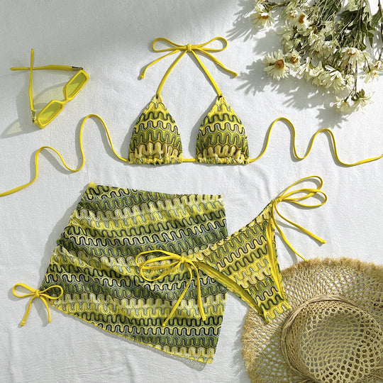 Damen Triangel-Bikini-Set mit verspieltem Wickelrock R&B
