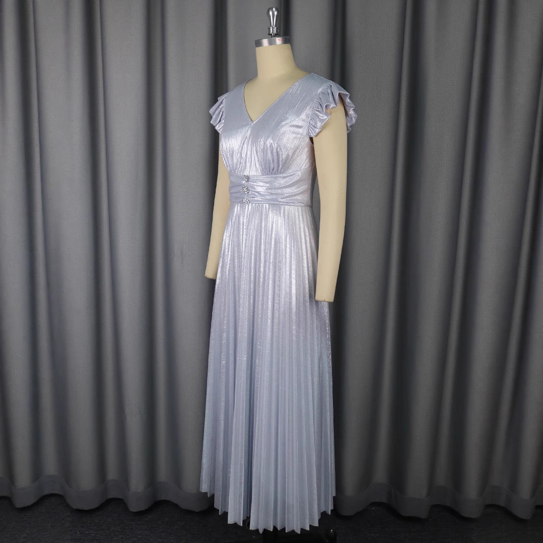 Damen Elegantes Plisseekleid mit funkelnden Details R&B