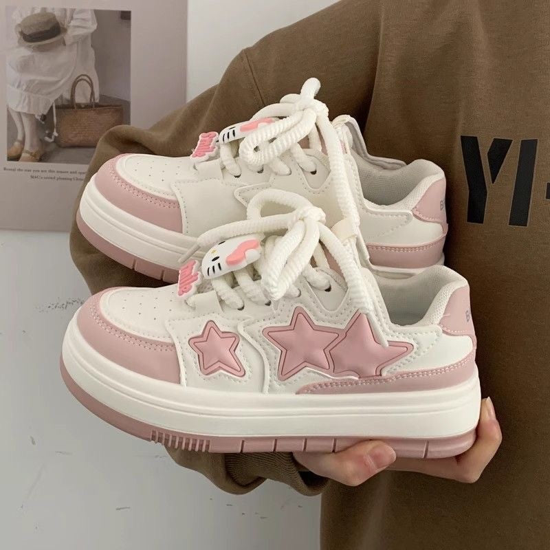 Damen Modische Sneakers mit Sternen-Applikationen und gepolsterter Sohle R&B