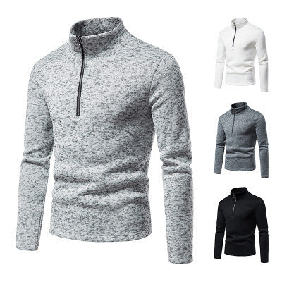 Herren Fleecepullover mit Stehkragen und innovativem Reißverschluss R&B