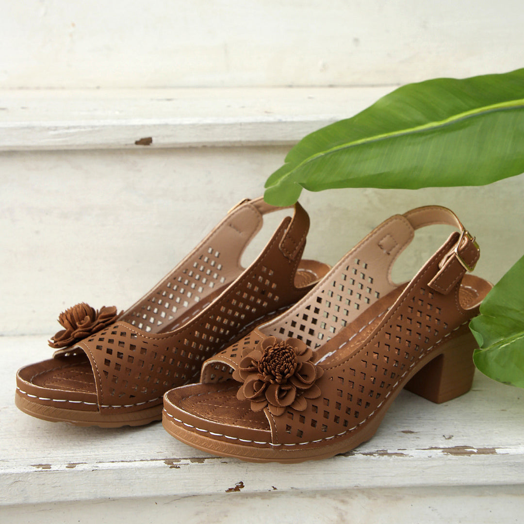 Damen Sandaletten mit floralem Design und rutschfester Sohle R&B