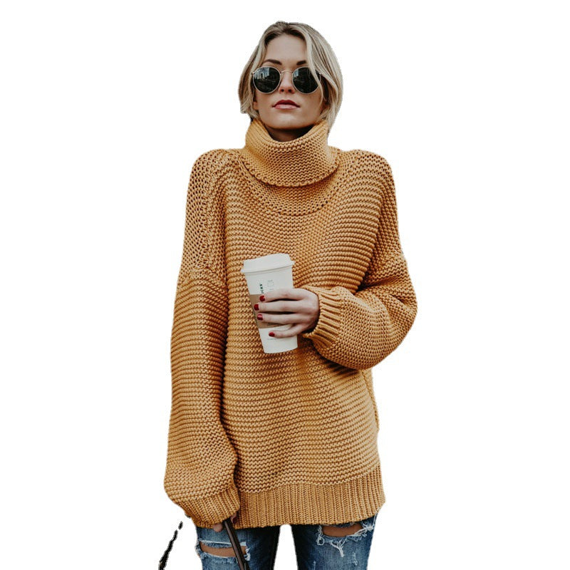 Damen Kuscheliger Strickpullover mit hohem Kragen und strukturierter Oberfläche R&B