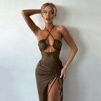Damen Elegantes und figurbetontes Wickelkleid mit seitlichem Schlitz R&B