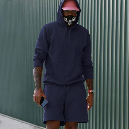R&B Herren Hoodie-Shorts-Set mit Kängurutasche