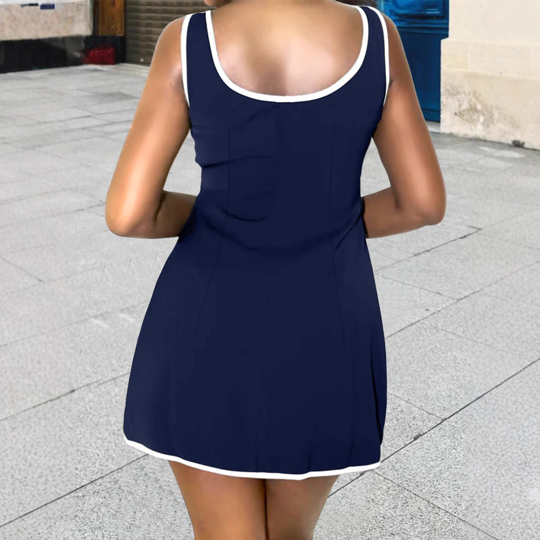Damen Freizeitkleid mit tiefem Ausschnitt und seitlichen Taschen R&B