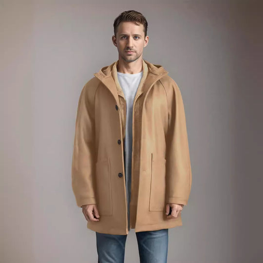 Herren lässiger Kapuzenmantel mit komfortablen Taschen und warmem Innenfutter R&B