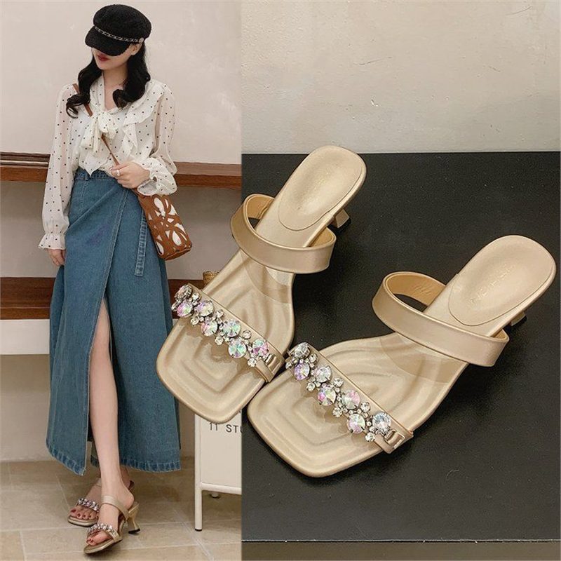 Damen elegante Slipper mit funkelnden Strassverzierungen R&B