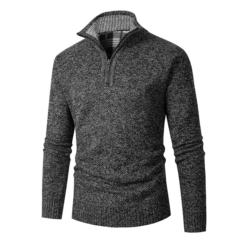 Herren kuscheliger Strickpullover mit halbem Reißverschluss R&B