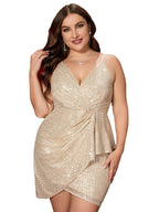 Damen Glamouröses Minikleid mit asymmetrischem Schnitt und glänzenden Akzenten R&B