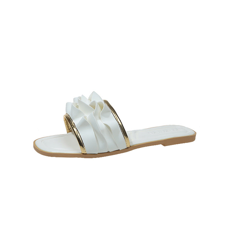Damen elegante Riemensandalen mit dekorativem Rüschendetail R&B