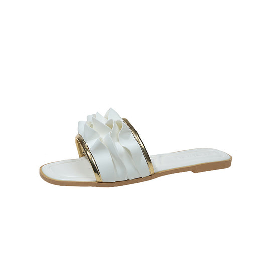 Damen elegante Riemensandalen mit dekorativem Rüschendetail R&B