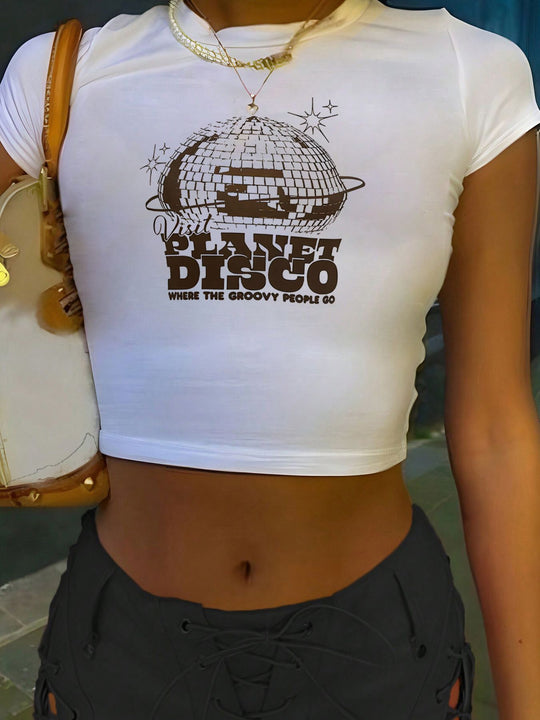 Damen Kurzarm T-Shirt mit auffälligem Motorrad-Design R&B
