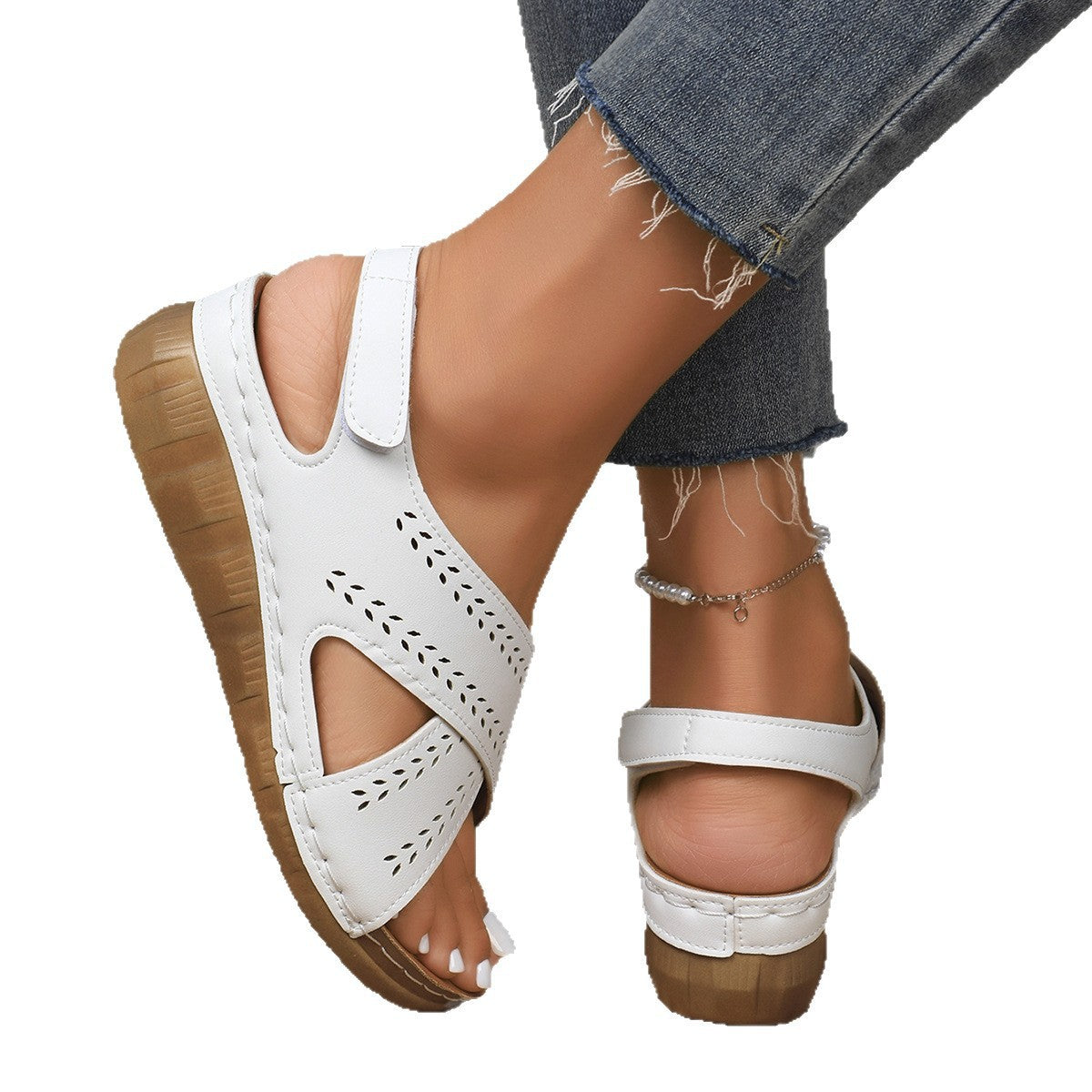 Damen bequeme Sandalen mit durchbrochenem Design R&B