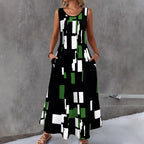 Damen Maxikleid mit buntem Grafikdesign R&B