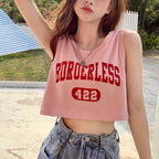 Damen lässiges Crop-Top mit kreativem Schriftzug und bequemen Materialien