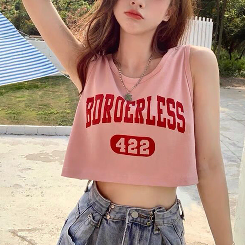 Damen lässiges Crop-Top mit kreativem Schriftzug und bequemen Materialien