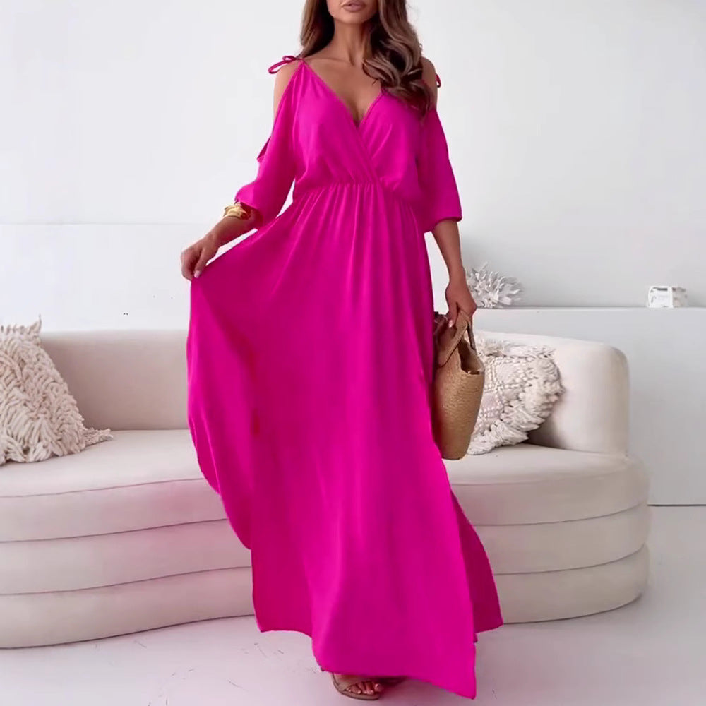 Damen Maxikleid mit V-Ausschnitt und seitlichen Schlitzen Heidi-Mode