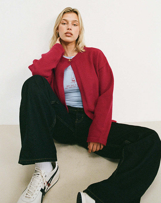 Damen Strickjacke mit praktischen Knopfdetails und lässigem Schnitt R&B