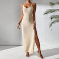 Damen figurbetontes Sommermaxikleid mit aufregendem Seitenschlitz R&B