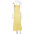 Damen elegantes Satin-Nachtkleid mit schmalen Spaghettiträgern und fließendem Schnitt R&B