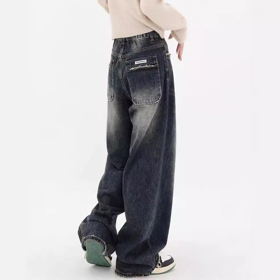 Damen Weite Baggy-Jeans mit authentischem Used-Look R&B