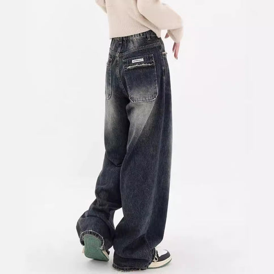 Damen Weite Baggy-Jeans mit authentischem Used-Look R&B