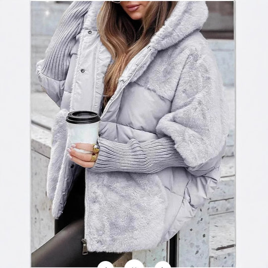 Damen Kuschelige Steppjacke mit abnehmbarer Kapuze und warmem Fleeceeinsatz R&B