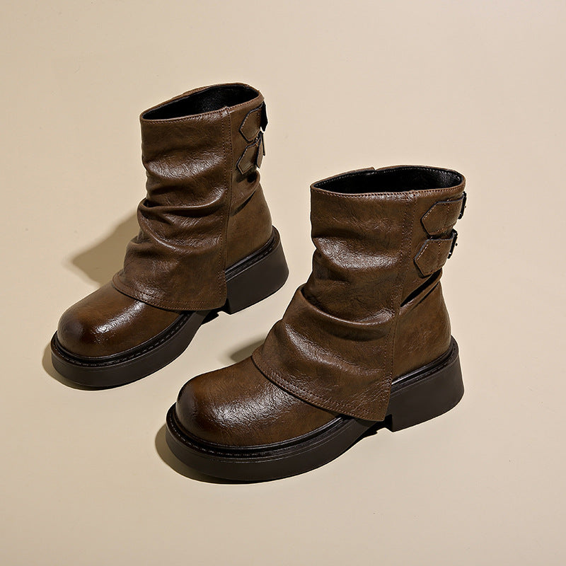 Damen modische Stiefeletten mit asymmetrischem Design und robustem Profil R&B