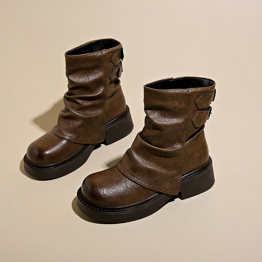 Damen modische Stiefeletten mit asymmetrischem Design und robustem Profil R&B
