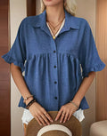 Damen Fließendes Kurzarmblusenshirt mit Rüschendetails R&B