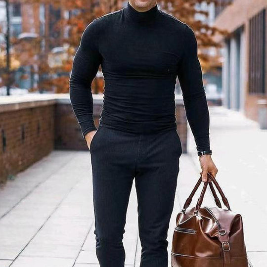 Herren Rollkragenpullover aus weichem Stretchmaterial R&B