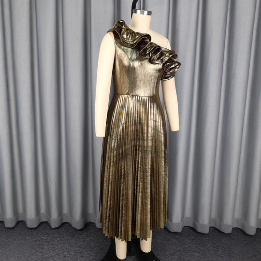 Damen elegantes schimmerndes Abendkleid mit Raffungen R&B