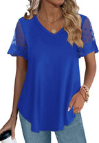 Damen Bluse mit eleganten Spitzenärmeln und V-Ausschnitt R&B