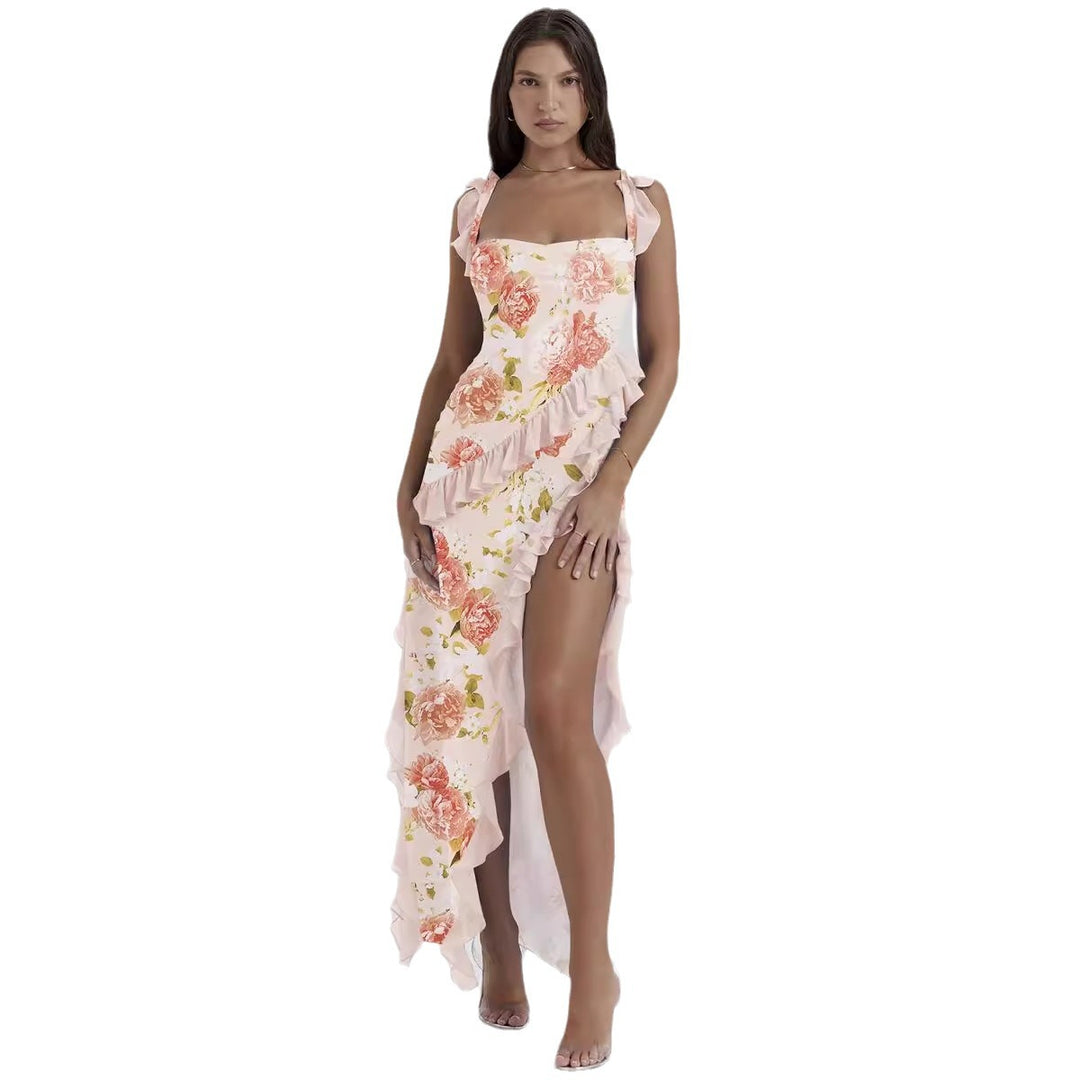 Damen Maxi-Kleid mit Rüschendetails und floralem Design R&B
