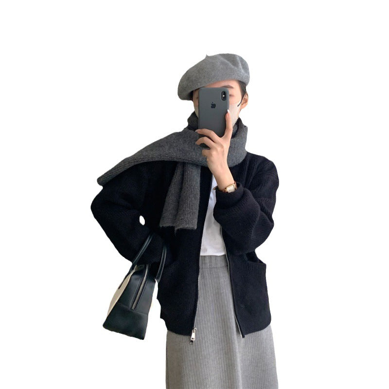 Damen Kuscheliger Strickcardigan mit Reißverschluss und gemütlicher Passform R&B