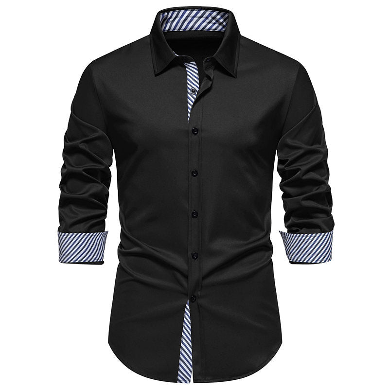 Herren Langarmhemd mit modernem Kontrastdesign