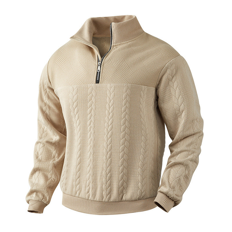 Herren Strickpullover mit Reißverschluss und strukturiertem Design R&B