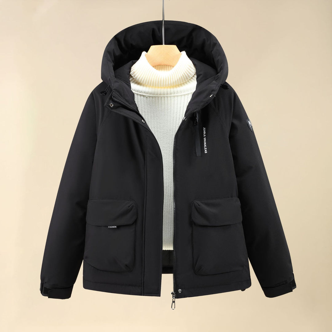 Damen Isolierte Outdoorjacke mit voluminösem Kapuzenkragen und praktischen Taschen R&B