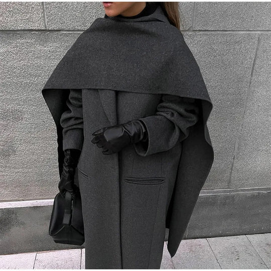 Damen Eleganter Oversize-Mantel mit schickem Kapuzenaufsatz R&B