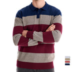 Herren Langarm-Polo-Shirt mit modischem Streifendesign