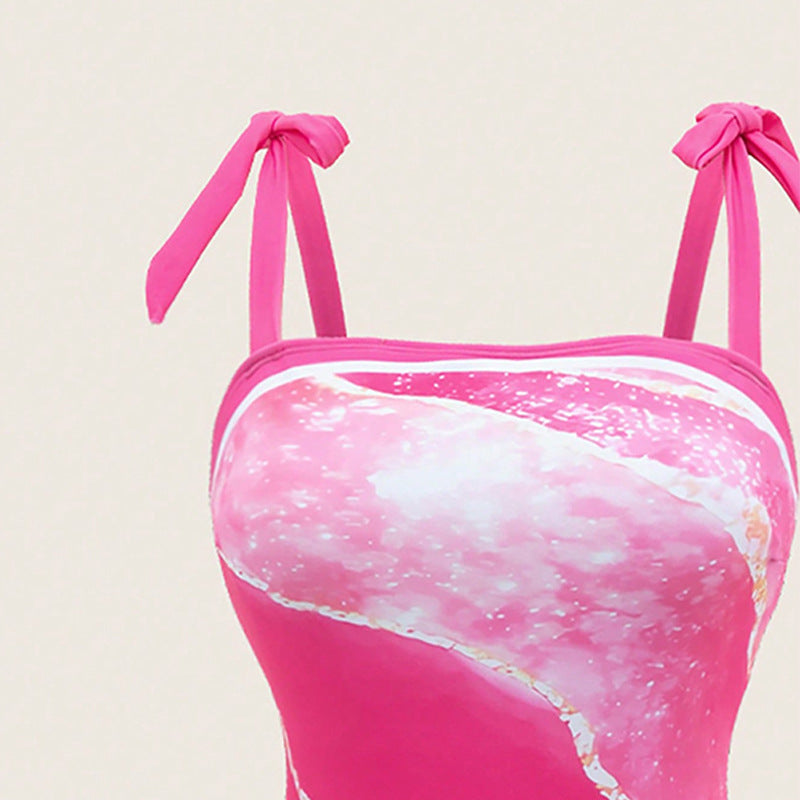 Damen Einteiler Badeanzug mit transparentem Überrock R&B
