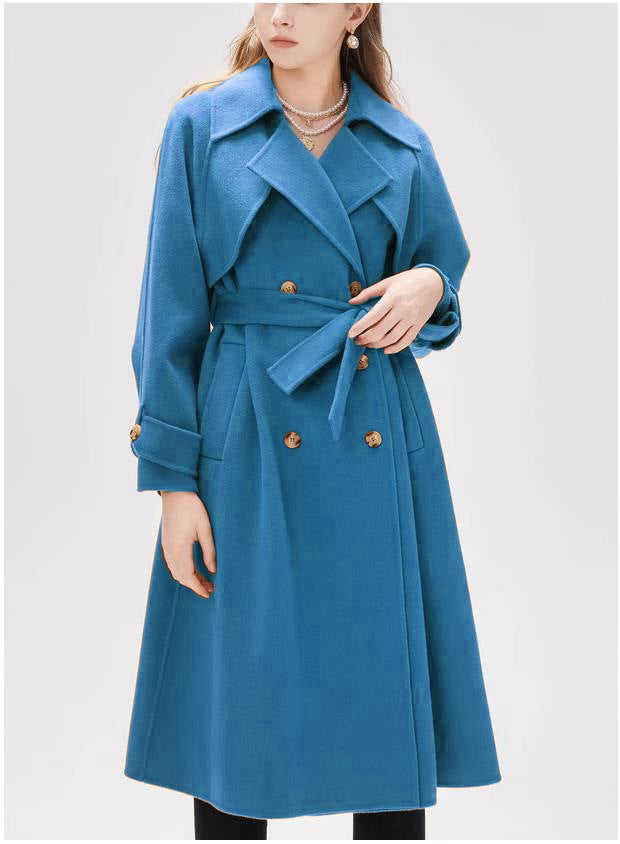 Damen eleganter Trenchmantel mit doppelter Knopfleiste und tailliertem Schnitt R&B