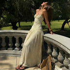 Damen Maxikleid mit verspielten Polka-Dots und schickem Halterdesign R&B