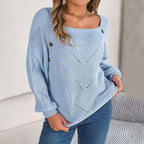 R&B | Bequemer Einfarbiger Strickpullover Für Freizeit