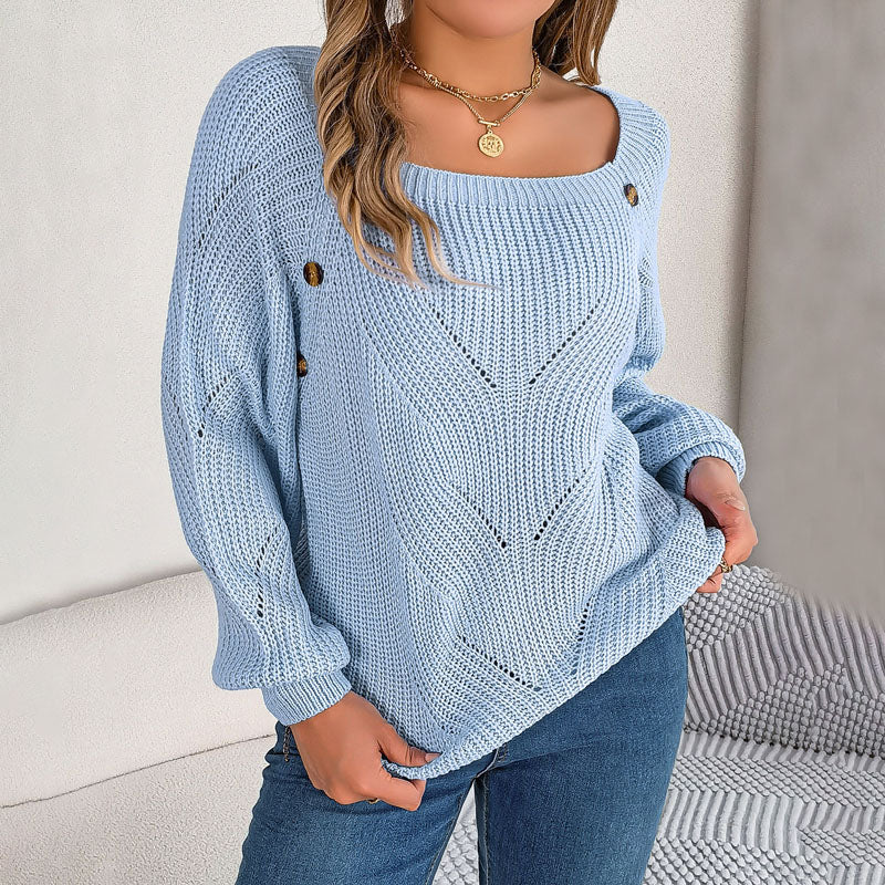 R&B | Bequemer Einfarbiger Strickpullover Für Freizeit